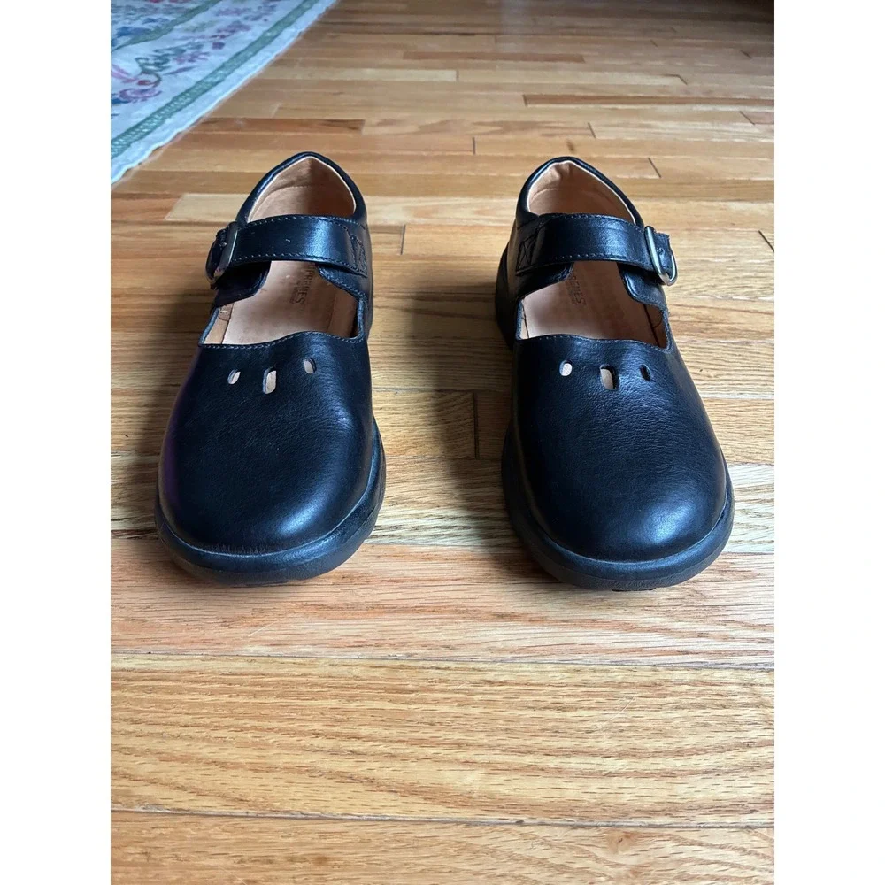 Supremes by Softspots Black Leather Mary Jane Buckle Shoes 8.5W Comfort Walking